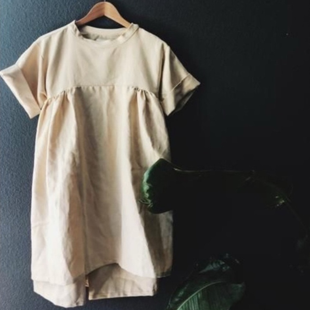 AMAE TUNIC BABYDOLL DRESS Linen AMAE.Co Bone Blouse Dress